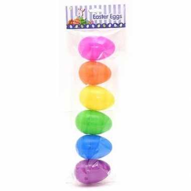 24x plastic vulbare paaseieren in regenboog kleuren