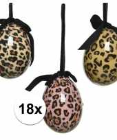 18x paastakken decoratie eieren eitjes 6 cm met panter luipaard print