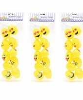 20x plastic vulbare smiley paaseieren geel
