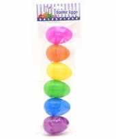 24x plastic vulbare paaseieren in regenboog kleuren