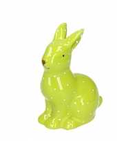 Pasen decoratie haasje konijntje beeld groen 10 cm