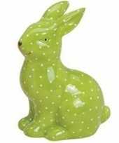 Pasen decoratie haasje konijntje beeld groen 15 cm